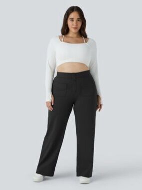 HALARA Black Straight-Leg High-Rise Pants